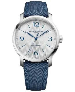 Baume & Mercier Classima Automatic Silver Dial Fabric Strap Men's Watch 10707 10708