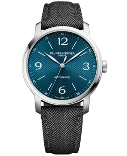 Baume & Mercier Classima Automatic Blue Dial Fabric Strap Men's Watch 10708