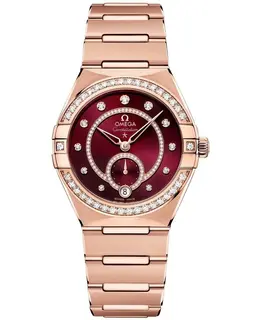 Omega Constellation Small Seconds Red Dial Diamond Rose Gold Women's Watch 131.55.34.20.61.001