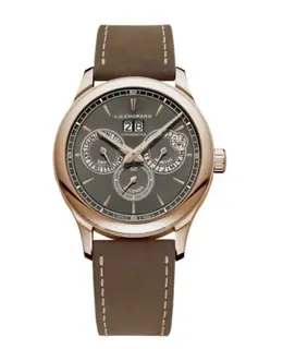 Chopard L.U.C Perpetual Twin Grey Dial Leather Strap Men's Watch 161976-5003