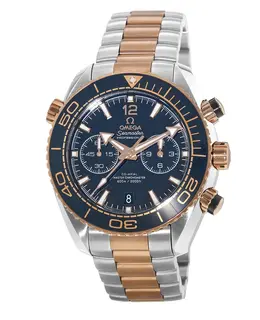 Omega Seamaster Planet Ocean 600M Chronograph 45.5mm Sedna Gold & Steel Blue Dial Men's Watch 215.20.46.51.03.001
