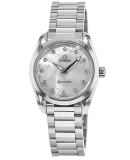 Omega Seamaster Aqua Terra 150M Quartz 28 MM Mother of Pearl Diamond Dial Stainless Steel Women's Watch 220.10.28.60.55.001