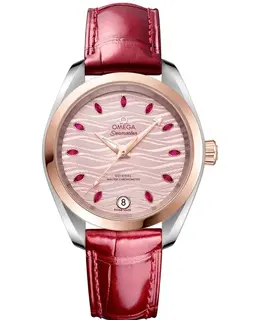 Omega Seamaster Aqua Terra 150m Master Co-Axial Pink Dial Leather Strap Women's Watch 220.23.34.20.60.001