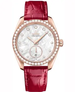 Omega Seamaster Aqua Terra 150m Master Co-Axial Mother of Pearl Dial Diamond Leather Strap Women's Watch 220.58.38.20.55.002