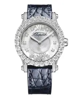 Chopard Happy Sport Mother of Pearl Diamond Dial Leather Strap Women's Watch 274809-1001