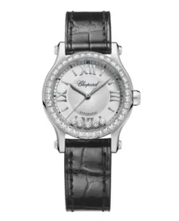 Chopard Happy Sport Silver Dial Leather Strap Women's Watch 278573-3013