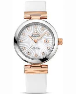 Omega De Ville Ladymatic Mother of Pearl Diamond Dial Leather Strap Women's Watch 425.22.34.20.55.001