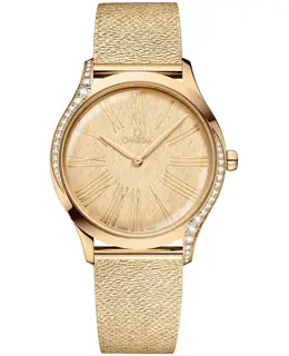 Omega De Ville Tresor Champagne Dial Diamond Yellow Gold Women's Watch 428.55.36.60.99.001