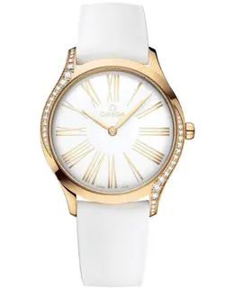 Omega De Ville Tresor White Dial Diamond Rubber Strap Women's Watch 428.57.36.60.04.001