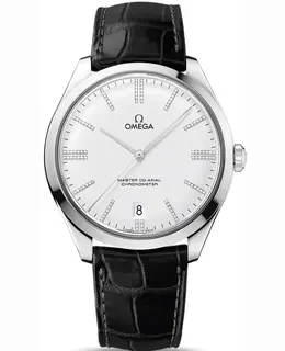 Omega De Ville Tresor Master Co-Axial 40mm Silver Diamond Dial White Gold Leather Strap Men's Watch 432.53.40.21.52.001
