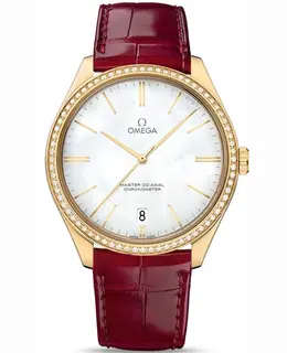 Omega De Ville Tresor Master Mother of Pearl Dial Diamond Leather Strap Men's Watch 432.58.40.21.05.004