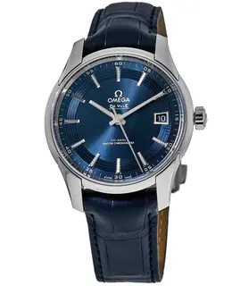 Omega De Ville Hour Vision Automatic Blue Dial Blue Leather Men's Watch 433.33.41.21.03.001