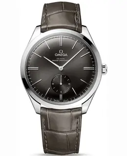 Omega De Ville Tresor Grey Dial Leather Strap Men's Watch 435.13.40.21.06.001