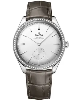 Omega De Ville Tresor Silver Dial Diamond Leather Strap Women's Watch 435.18.40.21.02.002