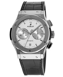 Hublot Classic Fusion Chronograph Titanium 45mm Silver Dial Leather Strap Men's Watch 521.nx.2611.lr