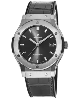 Hublot Classic Fusion 42mm Grey Dial Leather Strap Men's Watch 542.nx.7071.lr