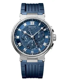 Breguet Marine Chronograph Blue Dial Rubber Strap Men's Watch 5527bb/y2/5wv