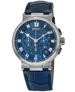 Breguet Marine Chronograph 42.3mm Blue Dial Leather Strap Men's Watch 5527bb/y2/9wv