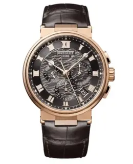 Breguet Marine Chronograph 42.3mm Grey Dial Leather Strap Men's Watch 5527br/g3/9wv