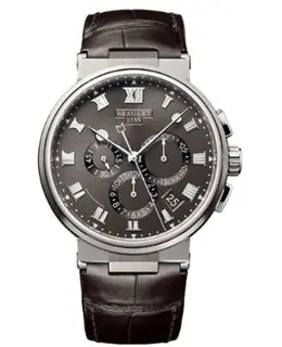 Breguet Marine Chronograph 42.3mm Brown Dial Leather Strap Men's Watch 5527ti/g2/9wv