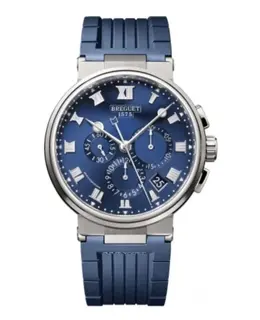 Breguet Marine Chronograph 42.3mm Blue Dial Rubber Strap Men's Watch 5527ti/y1/5wv