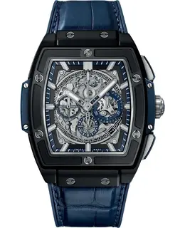 Hublot Spirit of Big Bang Chronograph Skeleton Dial Blue Rubber Strap Men's Watch 601.ci.7170.lr
