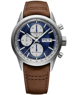 Raymond Weil Freelancer 7732-TIC-50421 Automatic Chronograph Dial Brown Leather Strap Men's Watch