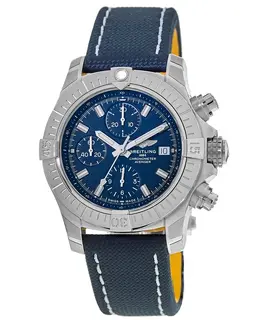 Breitling Avenger Chronograph 43 Blue Dial Blue Leather Strap Men's Watch a13385101c1x1