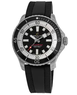 Breitling Superocean Automatic 44 Black Dial Rubber Strap Men's Watch - Model A17376211B1S1