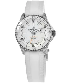 Authentic Breitling Superocean Chronometer - White Dial Rubber Strap Women's Watch Model A17377211A