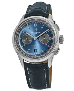 Breitling Premier B01 Chronograph 42 Automatic Blue Dial Crocodile Strap Men's Watch ab0118a61c1p2