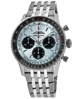 Brand New Authentic Breitling Navitimer B01 Chronograph 43 Ice Blue Dial Steel Men's Watch AB0138241C1A1
