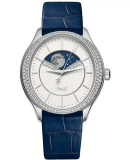 Piaget Limelight Stella White Dial White Gold Leather Strap Men's Watch g0a40111