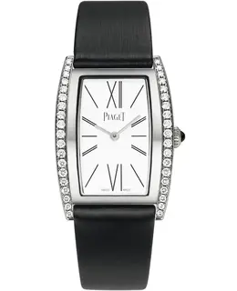 Piaget Limelight Silver Dial Diamond White Gold Satin Strap Women's Watch g0a41189