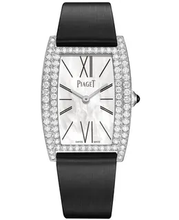 Piaget Limelight Mother of Pearl Dial Diamond White Gold Satin Strap Women's Watch g0a41198