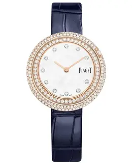 Piaget Possession Mother of Pearl Dial Diamond Rose Gold Leather Strap Women's Watch g0a45092