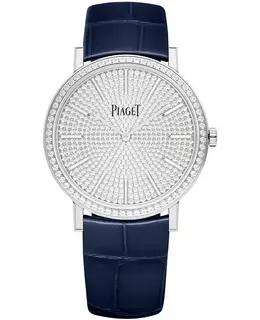 Piaget Women's Watch Altiplano Diamond Dial White Gold & Blue Alligator Leather Strap Model G0A45408