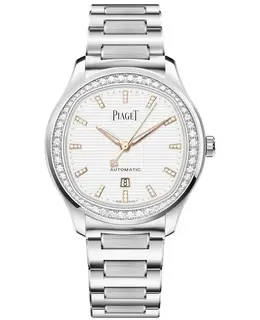 Piaget Polo Date Automatic White Dial Diamond Bezel Steel Women's Watch g0a46019