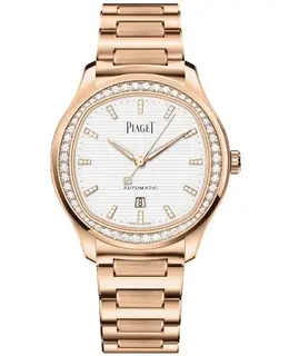 Piaget Polo Date 18K Rose Gold Diamond Bezel Women's Watch g0a46020