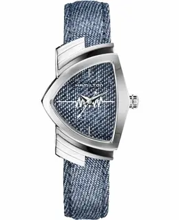 HAMILTON VENTURA QUARTZ BLUE DIAL FABRIC STRAP WOMEN'S WATCH MODEL H242111941