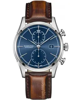 Hamilton American Classic Spirit of Liberty Auto Blue Dial Brown Leather Strap Men's Watch H32416541