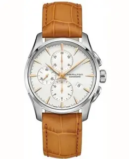 New Hamilton Jazzmaster Auto Chrono Silver Dial, Light Brown Leather Strap H32586511