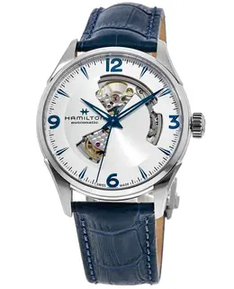 Brand New Authentic Hamilton Jazzmaster Open Heart Silver Dial Leather Strap Men's Watch h32705651