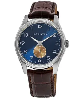 Hamilton Jazzmaster Thinline Small Second Quartz Blue Dial Brown Leather Strap Men's Watch h38411540