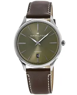 Hamilton Jazzmaster Thinline Automatic H38525561 Men's Watch Green Dial Brown Leather Strap