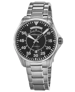 Hamilton Khaki Aviation Pilot Day Date Auto H64615135 Men's Steel Black Dial Watch