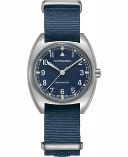 Hamilton Khaki Aviation Pilot Pioneer Mechanical Blue Dial Fabric Strap Men's Watch Model H76419941