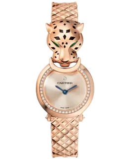 Cartier Panthere Allongee Small Pink Dial Diamond Rose Gold Women's Watch hpi01381