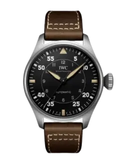 New IWC Big Pilot Black Dial Leather Strap Men's Watch IW329701