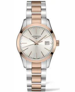 Longines Conquest Classic Silver Dial Stainless Steel and Rose Gold PVD Women's Watch l2.286.3.72.7